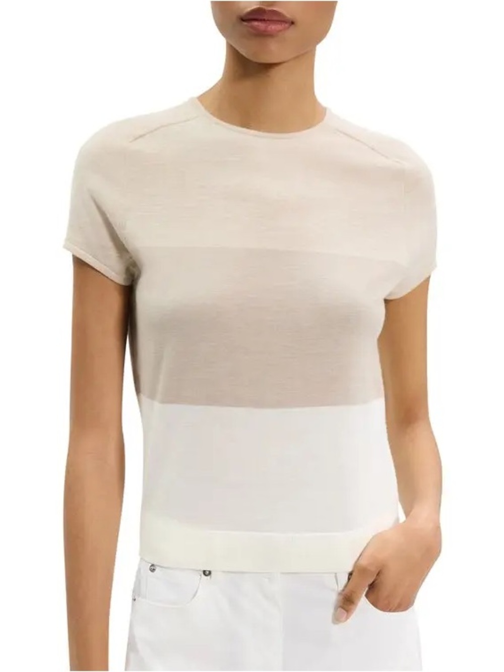 Theory 100% Merino Wool Colorblock Regal Knit Tee - Size S